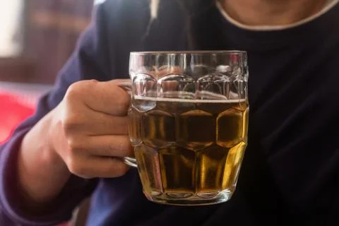 Man drinking pint of beer Stock Photos