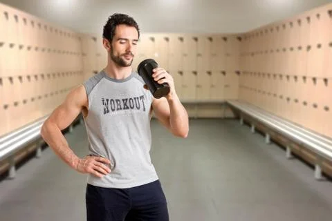 Man Drinking Protein Shake Stock Photos