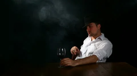 Man drinking red wine Stock Footage 22156216