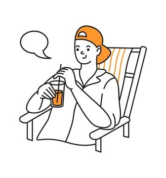 Man drinking refreshment on vacation Stock Illustration