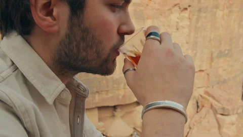 Man Drinking Tea at Petra Stock Footage 271572790