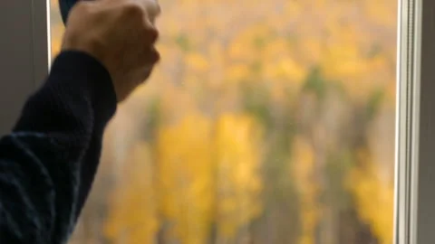 Man drinking tea at the window Stock Footage 102849487