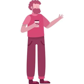 Man drinking vector coffee break flat icon 库存插图