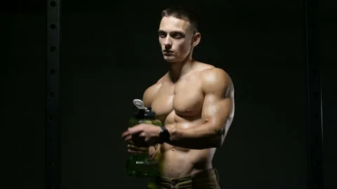 Man drinking water after workout in gym Stock-Footage 144559198