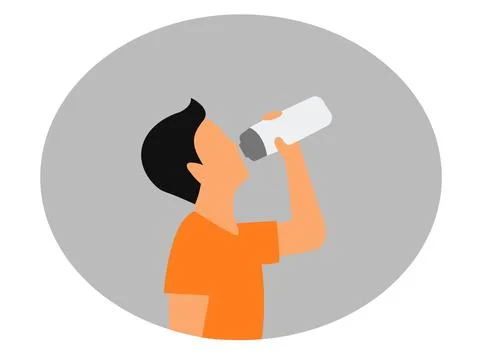 Man drinking water from a bottle. Stock Illustration