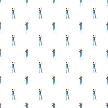 Man drinking water bottle seamless pattern Stock Illustration