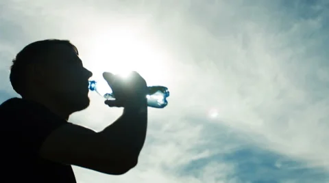 The Man is Drinking Water. Stock Footage 51917065
