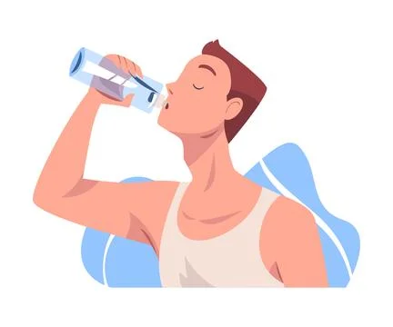 Man Drinking Water Hydrate and Quench Thirst Vector Illustration Stock Illustration