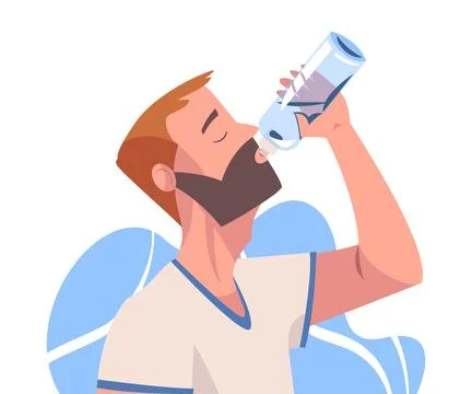 Man Drinking Water Hydrate and Quench Thirst Vector Illustration Stock Illustration