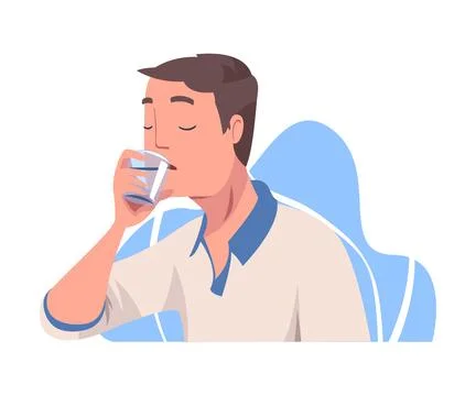 Man Drinking Water Hydrate and Quench Thirst Vector Illustration Stock Illustration