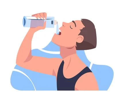 Man Drinking Water Hydrate and Quench Thirst Vector Illustration Stock Illustration