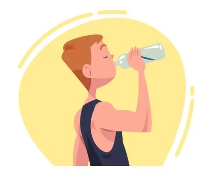 Man Drinking Water Hydrate and Quench Thirst Vector Illustration Stock Illustration