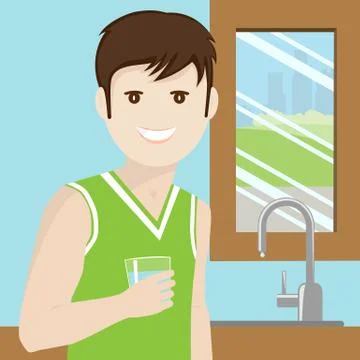 Man drinking water Stock Illustration