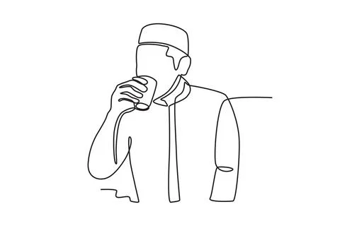 A man is drinking water Stock Illustration
