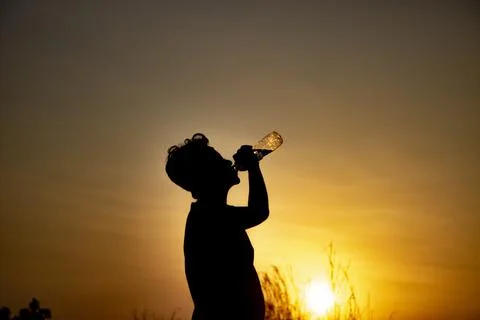 A man drinking water Stock Photos