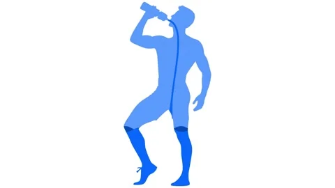 Man Drinking Water with Rising Fluid Levels Inside His Body Stock Footage 317144814