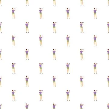 Man drinking water seamless pattern background Stock Illustration