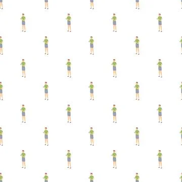 Man drinking water seamless pattern background Stock Illustration
