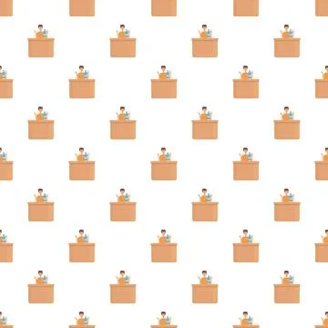 Man drinking water at table seamless pattern 스톡 일러스트