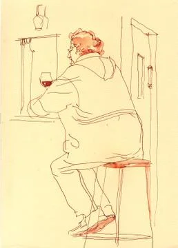 Man drinking wine Stock Illustration