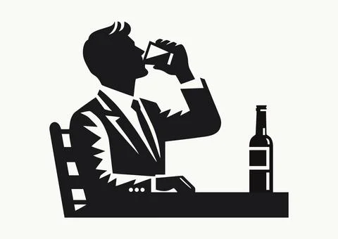 A man drinks an alcoholic beverage Stock Illustration