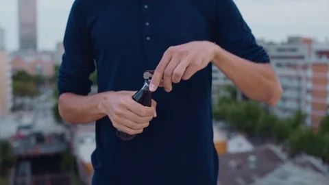 Man drinks cold drink Stock Footage 79044030