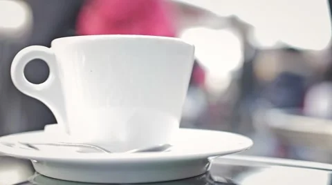 Man Drinks Hot Coffee On The Terrace In Paris, Time Lapse Stock-Footage 64628317