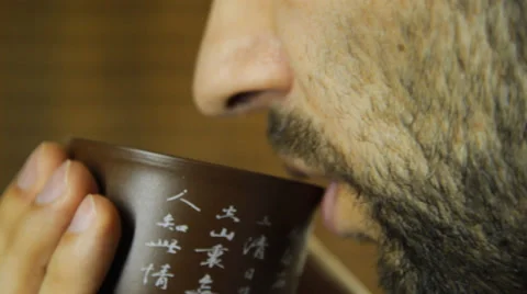 The man drinks tea Stock Footage 30643301