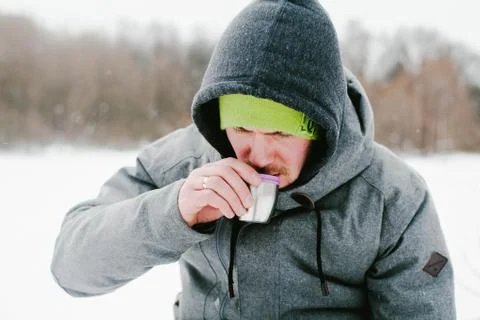 Man drinks tea Stock Photos