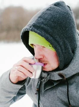 Man drinks tea Stock Photos
