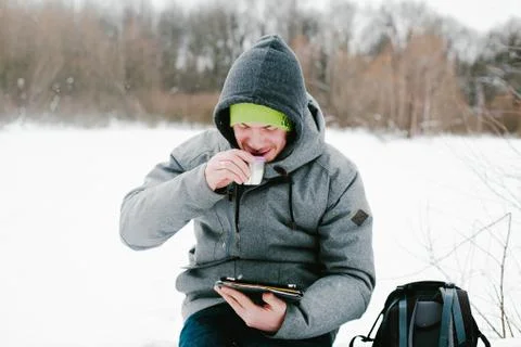 Man drinks tea Stock Photos