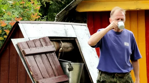 Man drinks a water Stock Footage 36965678