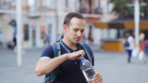 Man drinks water Stock Footage 120770484