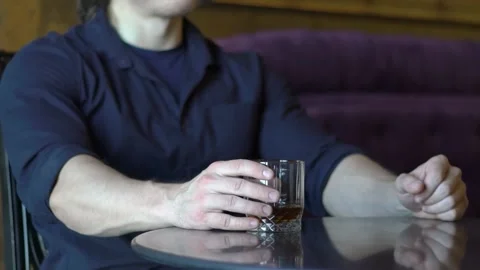 Man Drinks Whisky Slow Motion Video stock 232854187
