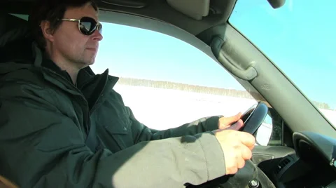 Man drive car Stock Footage 42357578
