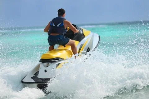 Man drive on the jetski Foto stock