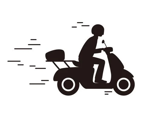Man drive motorcycle silhouette vector illustration Illustrazione stock