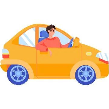 Man driver in car vector icon flat cartoon Stock Illustration