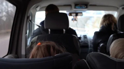A man drives a car. Car driver on the track. The view from the car. Family tr Stock Footage 124906341