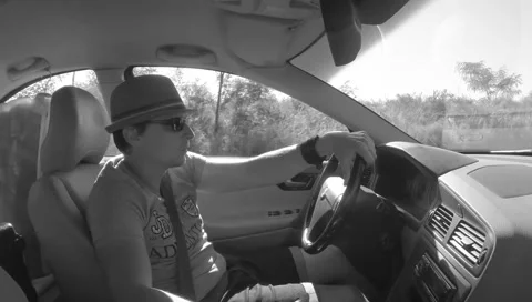 Man drives a car Stock Footage 52556841