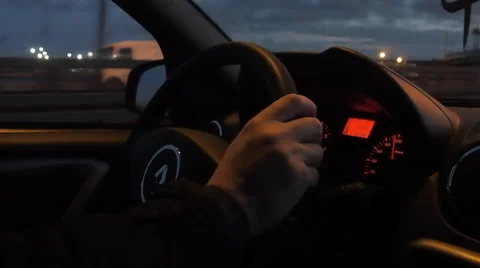 A man drives a car on highway Stock Footage 58578736