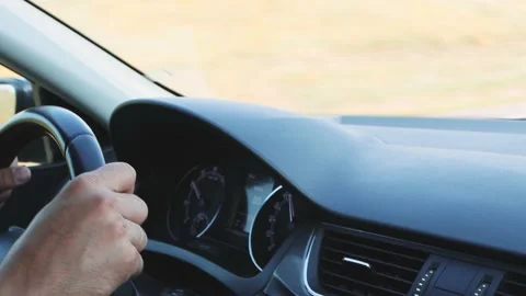 A man drives a car. View from inside the cabin. Stock Footage 157526281