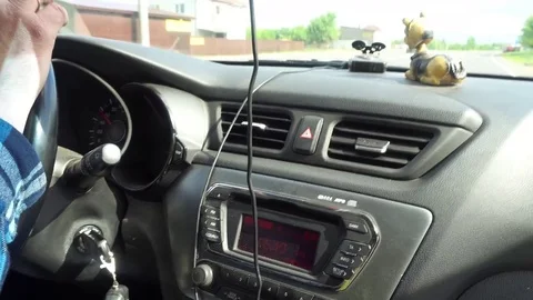 The man drives the car,inside view Stock-Footage 76209034