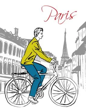 Man driving bicycle Stock-Illustration