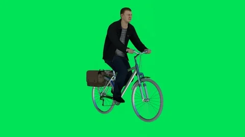 A man driving a bicycle from a three-cornered angle Stock Footage 246730548