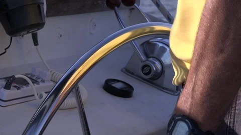 Man Driving Boat Stock Footage 72987823