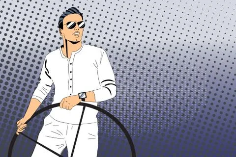 Man driving a boat Stock-Illustration