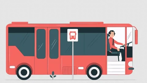 A Man Driving A Bus On Alpha Channel Stock Footage 254298891