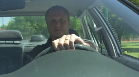 Man driving a car. 4K Stock Footage 44186331