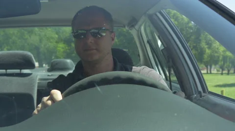 Man driving a car. 4k Stock Footage 44188245